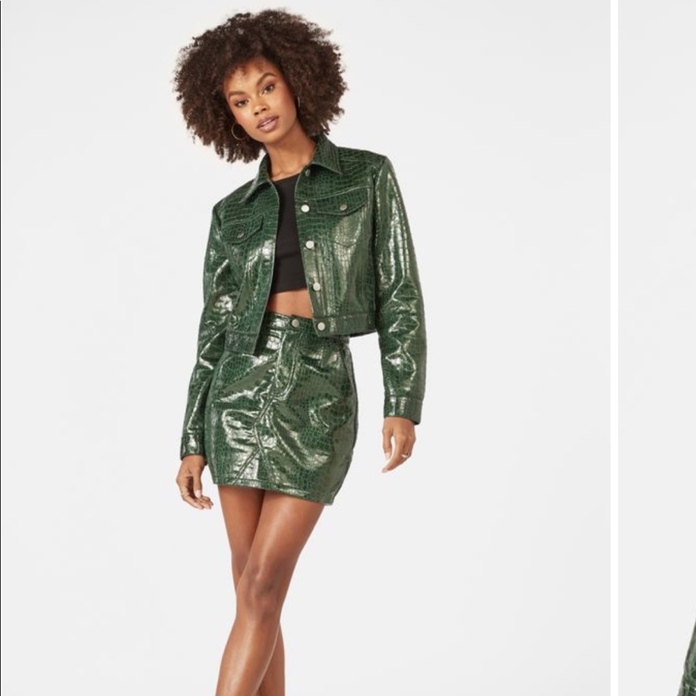 JustFab two piece set alligator green outfit
